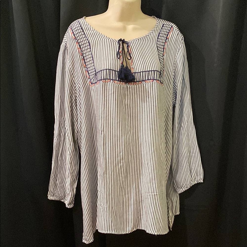Striped Navy and White Women's Top
